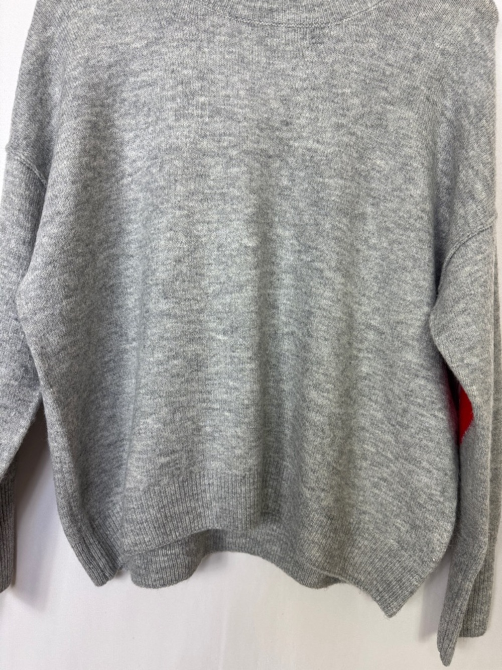 CeCe Valentine’s Crew Neck Elbow Hearts  Sweater‎ Size Medium Gray - Picture 5 of 11
